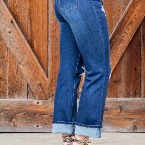 𝅺L&B Mid Wash High Rise Boyfriend Jeans W Crochet Lace-NWT-JEANS JUST DROPPED! - Picture 2 of 7